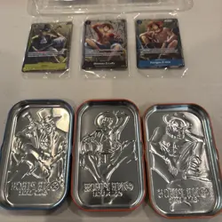 One Piece CCG Tin Promo Cards Set Sealed Luffy, Ace, And Sabo With Opened Tins + - Image 3