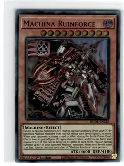 Yu-Gi-Oh! Machina Ruinforce Ultra Rare BODE-EN28 Lightly Played 1st Edition - Image 1
