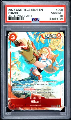 2026 One Piece Eb03-008 Extra Boost Heroines Edition Hibari Alt Art PSA 10 #008 - Image 1