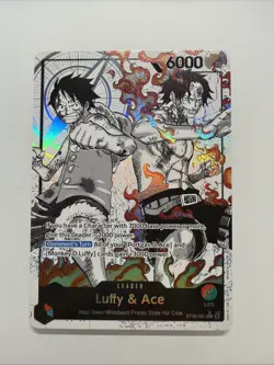 One Piece ST30-001 Luffy Ace Parallel L-P Leader Black White Textured Star - Image 1