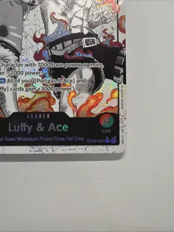 One Piece ST30-001 Luffy Ace Parallel L-P Leader Black White Textured Star - Image 4