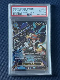 One Piece TCG - Portgas D Ace SP OP13 (EB02-028) Alt Art - PSA 10 ENGLISH - Image 1