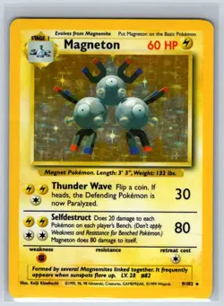 Magneton 9/102 Holo Rare Base Set Unlimited Pokemon Moderately Played - Image 1