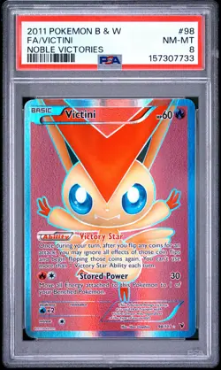Pokemon Victini Noble Victories Full Art 98/101 PSA 8 - Image 1