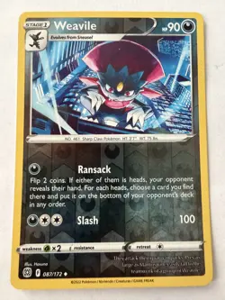 Pokemon - Weavile - Uncommon - Reverse Holo - 087/172 - LP - Image 1