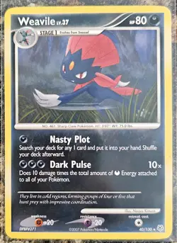 Pokemon 2007 Diamond & Pearl Weavile 40 Rare LP - Image 1