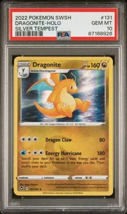 2022 Pokemon Silver Tempest Dragonite Holo #131 PSA 10 - Image 1