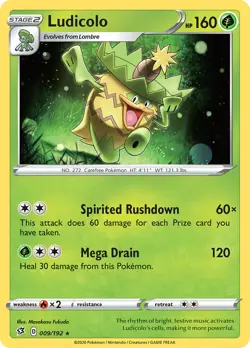 Ludicolo 9/192 Rare | Rebel Clash | Pokemon Card - Image 1