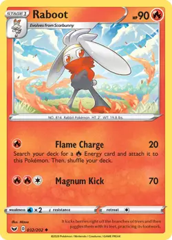 Raboot 32/202 Uncommon | Sword & Shield | Pokemon Card - Image 1