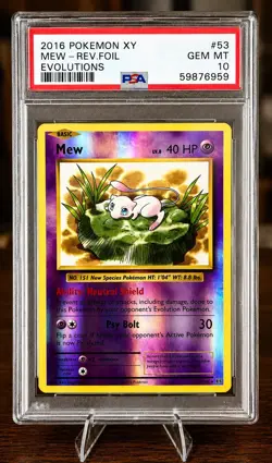 Pokemon TCG 2016 XY Evolutions Mew Reverse Holo Eng 53/108 PSA 10 - Image 1