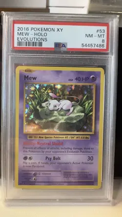 Mew 53/108 Holo Rare XY Evolutions Pokemon Card TCG 2016 Graded PSA 8 - Image 1