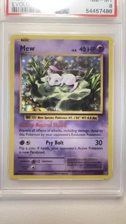 Mew 53/108 Holo Rare XY Evolutions Pokemon Card TCG 2016 Graded PSA 8 - Image 3