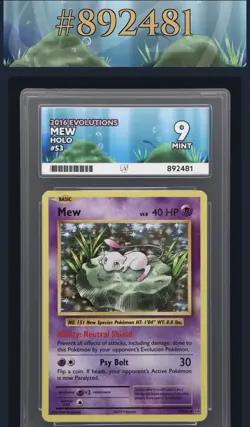 ACE 9 MINT Mew 53/108 Holo Rare XY Evolutions 2016 English Pokemon TCG Card - Image 3