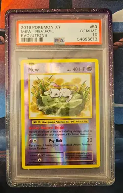 2016 POKEMON XY EVOLUTIONS 53/108 MEW-REVERSE HOLO PSA 10 GEM MINT - Image 1
