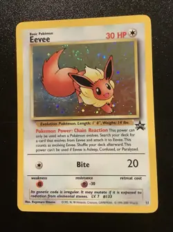 Pokemon Eevee Black Star Holo Promo with SWIRL 11/53 WOTC Vintage 2000 - Image 1