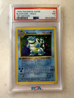 Pokemon Blastoise Base Set Shadowless 1st Edition Holo Rare #2 PSA 7 - Image 1