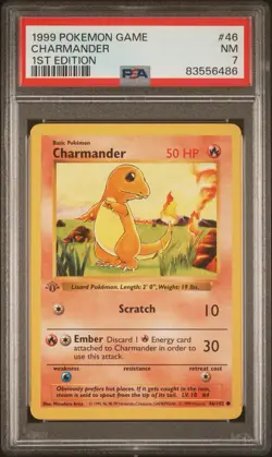 Pokemon TCG 1999 - Charmander 46/102 Base Set FIRST EDITION - PSA 7 - Image 1
