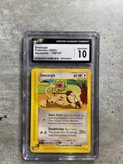 Pokemon Card Smeargle CGC 10 Gem Mint, Aquapolis 109/147 (1A) - Image 1