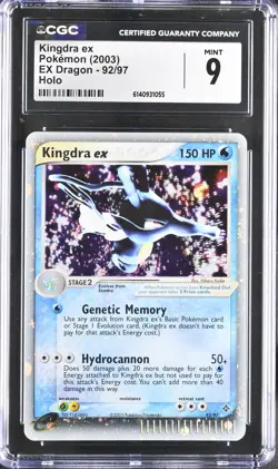 CGC 9 MINT Kingdra EX 92/97 EX Dragon Holo Swirl Pokemon Card - Image 1