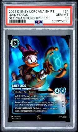 2025 DISNEY LORCANA EN P3-PROMO #24 DAISY DUCK - PARANORMAL INVESTIGATOR PSA 10 - Image 1