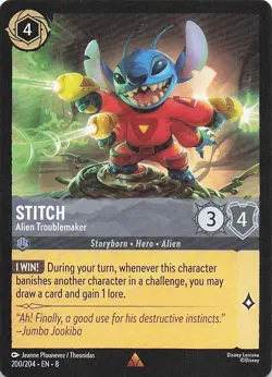 Lorcana - Stitch - Alien Troublemaker 200/204 Reign of Jafar NM - Image 1