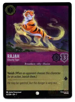 Lorcana Rajah - Ghostly Tiger Archazia's Island 7 COMMON COLD FOIL 62/204 NM - Image 1