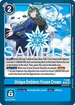 Digimon TCG - [D-PR-P-228 P Promo NM] Unique Emblem: Frozen Crown (Dawn of Li... - Image 1