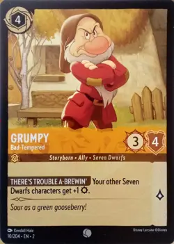 10/204 GRUMPY BAD-TEMPERED RISE OF FLOODBORN COMMON DISNEY LORCANA CARD - Image 1