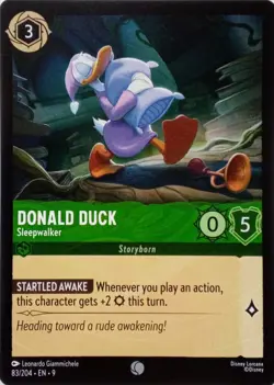 83/204 DONALD DUCK SLEEPWALKER EN9 COMMON DISNEY LORCANA CARD - Image 1