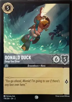 178/204 DONALD DUCK DEEP-SEA DIVER RISE OF FLOODBORN COMMON DISNEY LORCANA CARD - Image 1