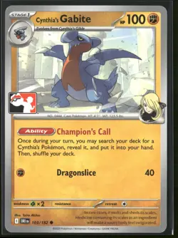 Cynthia's Gabite Common Prize Pack Series Cards 103/182 NM - Image 1