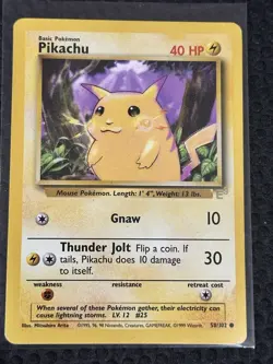 Pikachu 58/102 *E3 Stamp Promo* WOTC Base Set LP Vintage Pokemon Card - Image 1