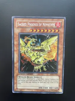 Yugioh Sacred Phoenix Of Nephthys EEN-ENSE3 Secret Rare Limited Edition HP - Image 1