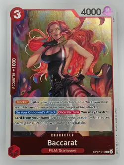 Baccarat OP07-010 Rare English 500 Years in the Future One Piece TCG Card FOIL - Image 1