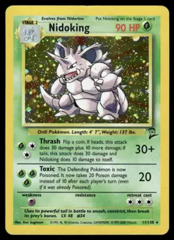 Pokemon Cards Nidoking 11/130 Base Set 2 Holo Rare MP *INDENT* - Image 1