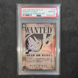 One Piece CCG Monkey D Luffy OP13-118 SEC SP PSA 10 WANTED Alt Art Japanese OP13 - Image 1