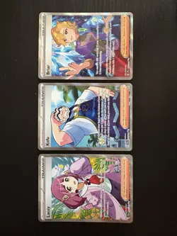 Pokemon TCG Stellar Crown 3 Card Full Art Trainer Bundle - Image 1