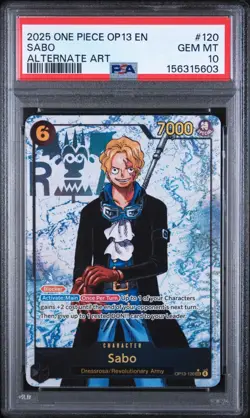 Sabo PSA 10 OP13-120 Alternate Art SEC Secret Rare One Piece Card Game 2025 - Image 1