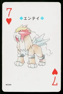 Entei 7 of Hearts Pokemon Silver Deck Playing Cards Heavily Played - Image 1