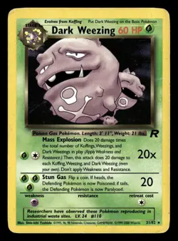 Dark Weezing 31/82 Unlimited Rare Team Rocket Pokemon Card - Image 2
