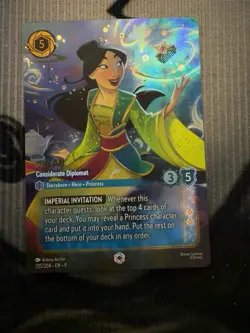 Disney Lorcana TCG Mulan Considerate Diplomat Enchanted Card 235/204 Fabled - Image 1