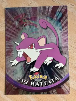TOPPS TV Animation Edition Series 1 HOLO SUNRAYS POKEMON CARD #19 RATTATA Rare - Image 1