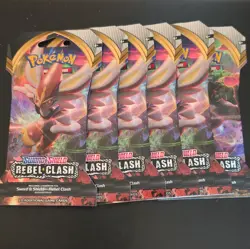 Pokemon TCG Sword & Shield Rebel Clash Booster Pack Lot 6 Packs 10 Cards English - Image 1