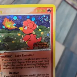 Pokemon Card Magby Team Rocket Returns 24/109 Rare Reverse Holo SWIRL Stamped MP - Image 2