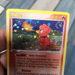 Pokemon Card Magby Team Rocket Returns 24/109 Rare Reverse Holo SWIRL Stamped MP - Image 3