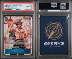 2025 One Piece Portgas D. Ace OP13-119 Alternate Art SEC English PSA 10 Gem Mint - Image 3