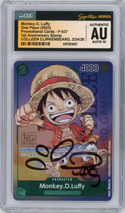 CGC Auth Auto 10 Colleen Clinkenbeard Monkey.D.Luffy 1st Anniversary Stamp P-037 - Image 1