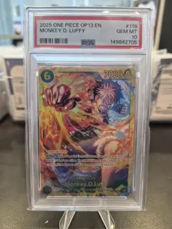 2025 ONE PIECE OP13 #118 CARRYING ON HIS WILL MONKEY D LUFFY SEC PSA 10 GEM MINT - Image 1