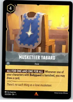 #203 Musketeer Tabard - Rare - Steel 2023 Disney Lorcana First Chapter - Image 1