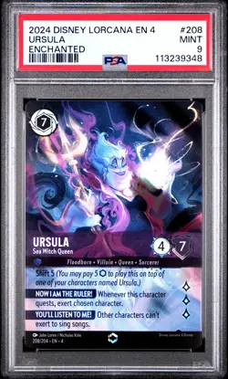 2024 DISNEY LORCANA EN 4-URSULA'S RETURN #208 URSULA - SEA WITCH QUEEN PSA 9 - Image 1